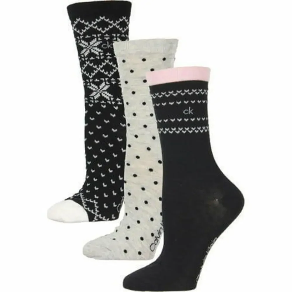 Calvin Klein Women's 3PK Multicolor Printed Crew Socks 4-10